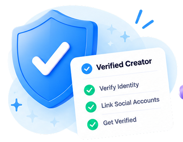 Verified creator shield with checklist