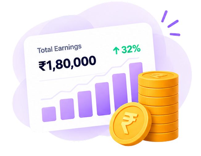 Total earnings chart with coins